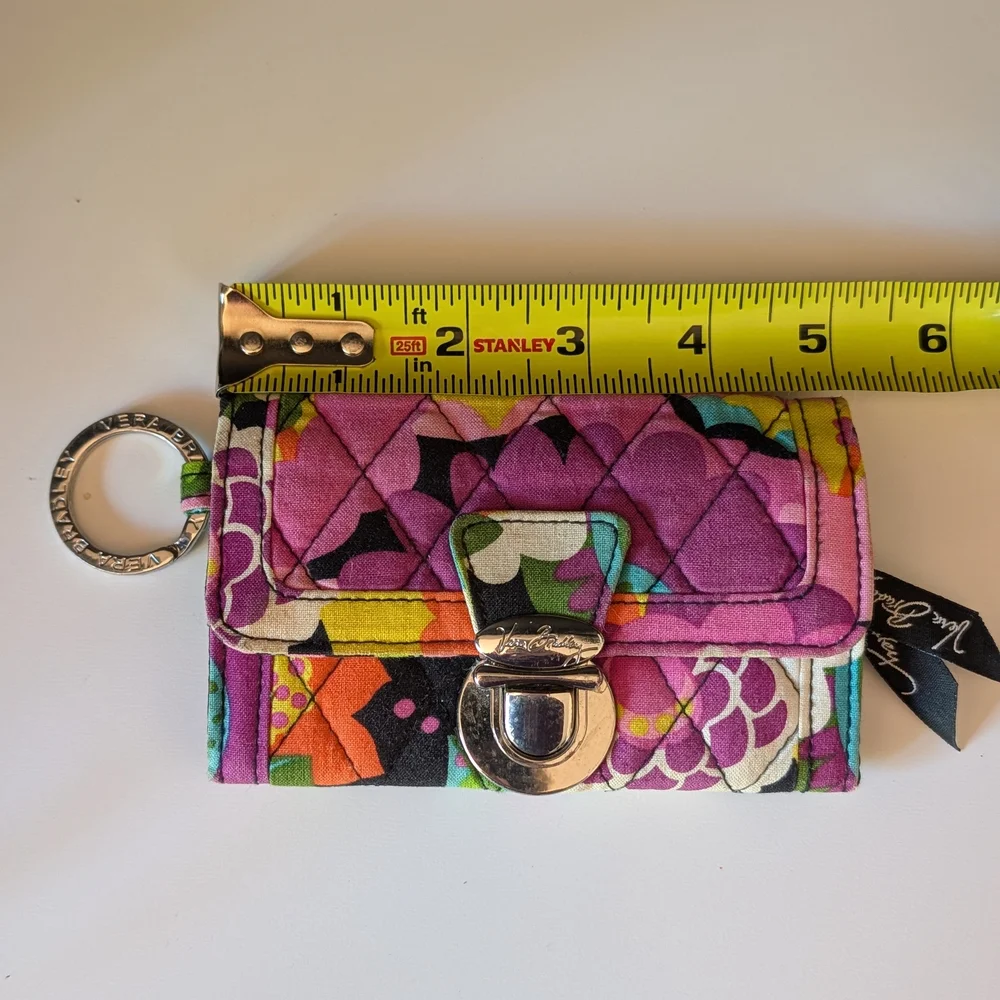 Vera Bradley Multicolored Quilted Mini Wallet with  Key Ring and Push Lock